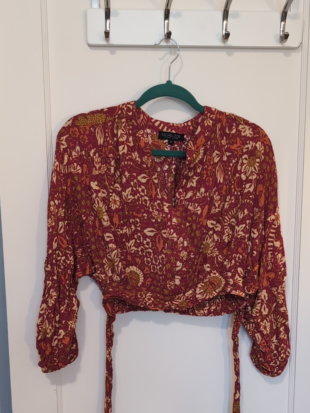 🍇 LAST CALL! Rachel Zoe Fucshia Floral Tie-Front Crop Top READ